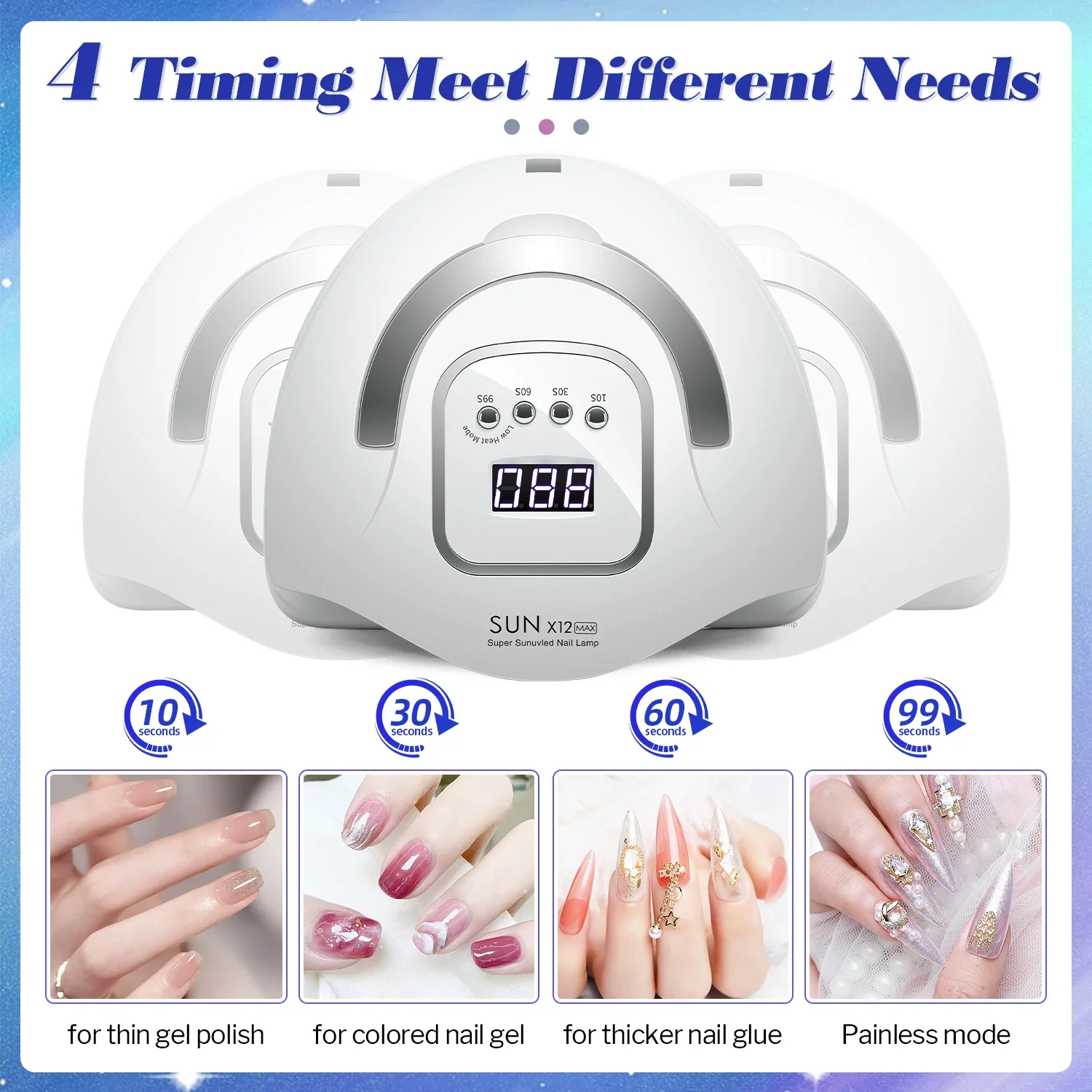 SUN X12 MAX Professional Nail Drying Lamp for Manicure Nails Gel Polish Drying Machine with Auto Sensor UV LED Nail Lamp