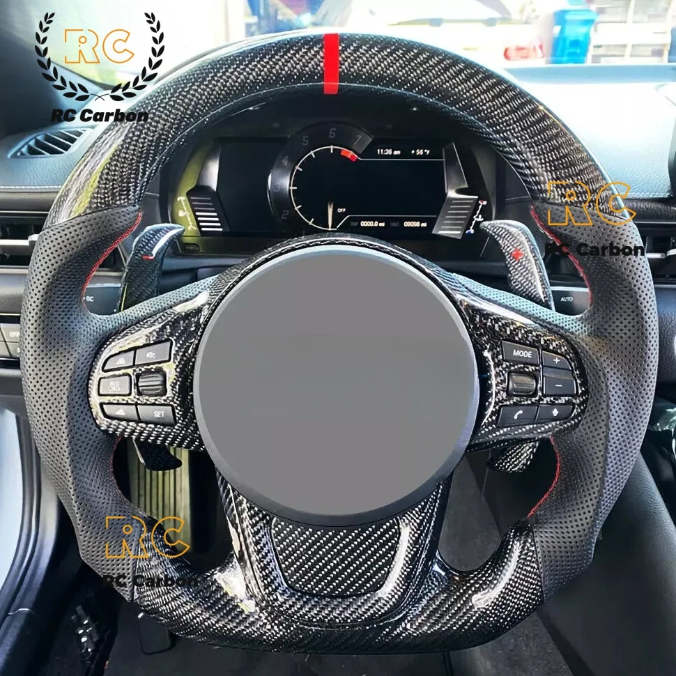 

Car Steering Wheel Carbon Fiber Perforated Leather For Toyota Supra GR A90 MKV MK5 MK4 2020-2024 Racing Sport Wheel