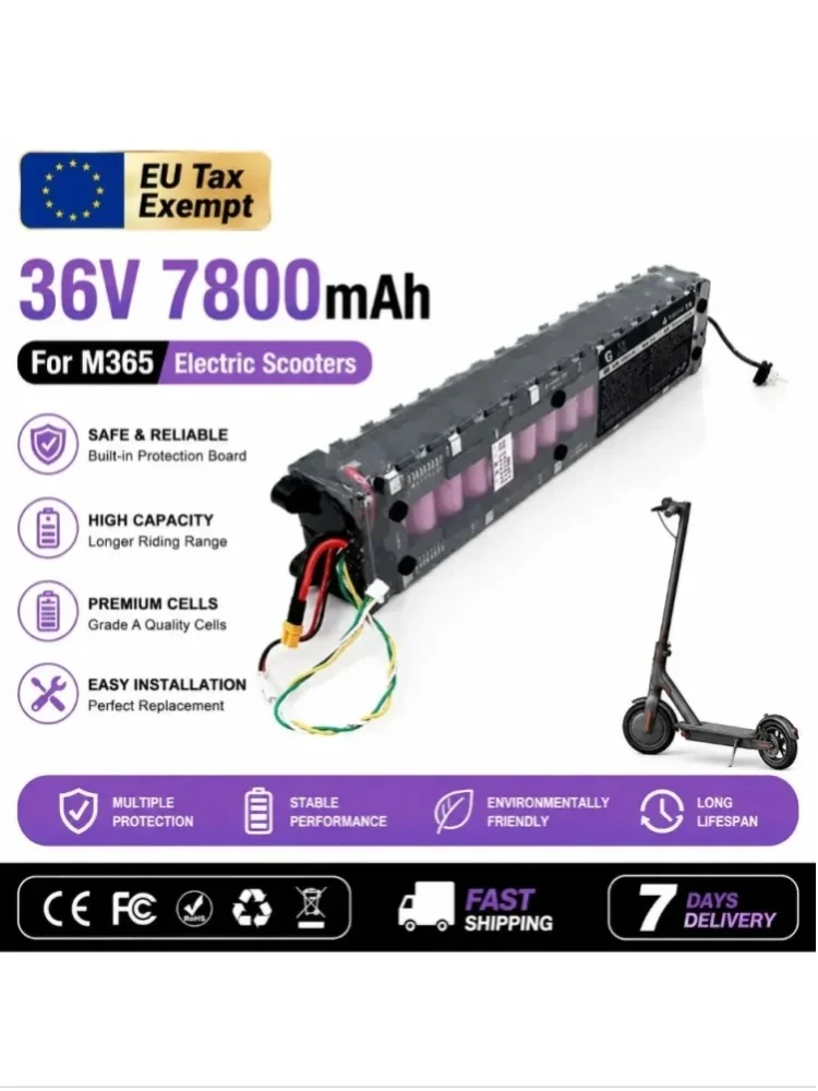 Wasserdichter Bluetooth 36V 7800mAh 10S3P Lithium-Akku für Xiaomi M365 M365 Pro Elektroroller Ersatzakku