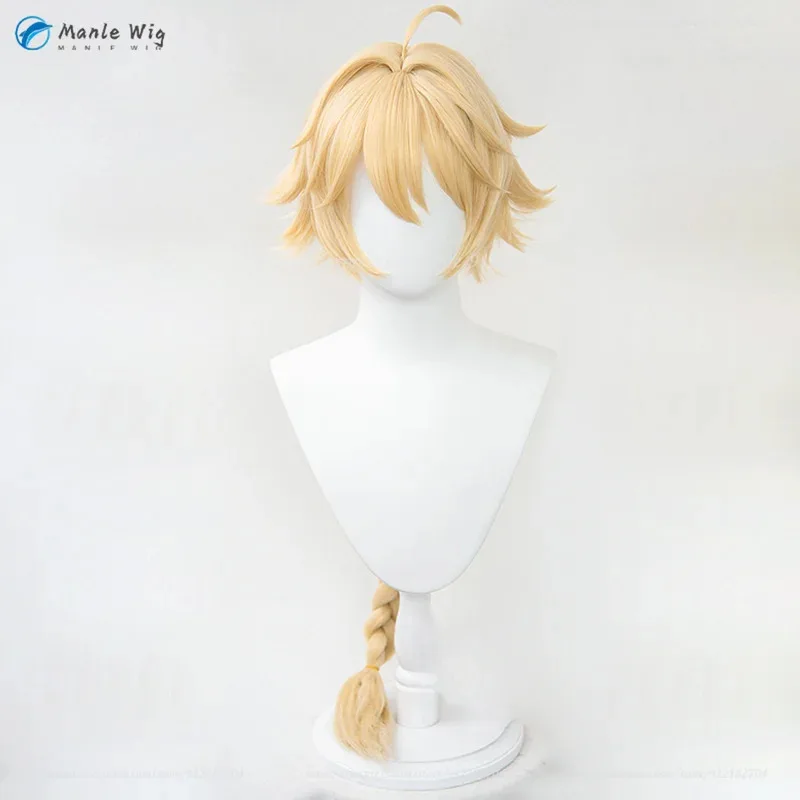 

Высокое качество Genshin косплей Lumine Aether золотые термостойкие синтетические волосы аниме парики для ролевых игр + шапочка для парика