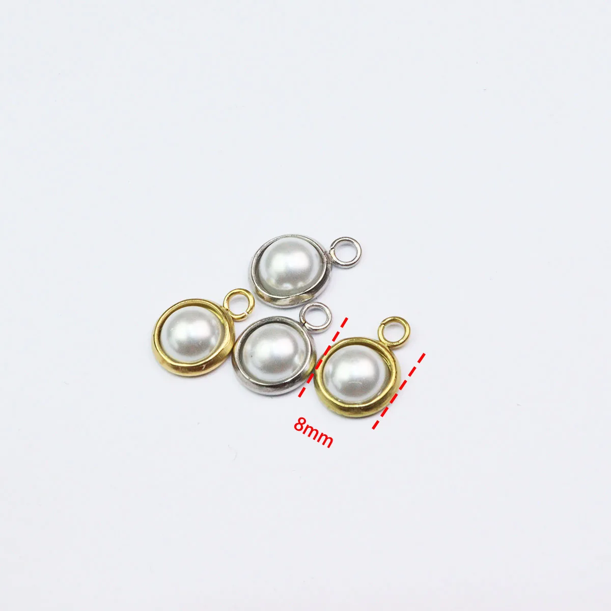 10pcs Stainless Steel Plastic Pearls Stones Jewelry Charms Pendant DIY Handcraft Waterproof Antiallergic