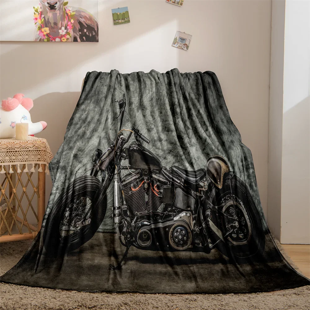 Motorcycle Flannel Throw Blanket Motocross Dirt Bike Lightweight Blanket Super Soft Cozy Warm Blanket for Bed Sofa Couch Decor