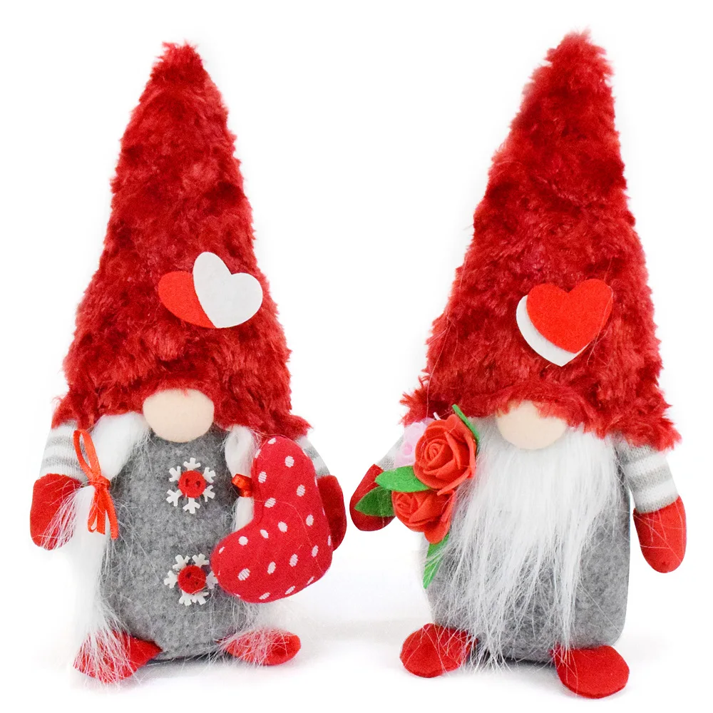

Valentine's Day Love Rose Rudolf Faceless Dwarf Doll Ornaments Wedding Party Accessories Dolls Christmas Valentine's Day Gifts