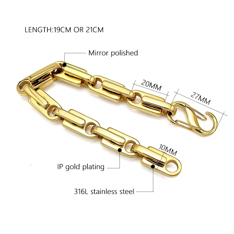 316L Stainless Steel bracelets Unisex Fashion novelity Zipper shaped bangle Silver Gold Chunky Chain Collier Jewelry pendiente