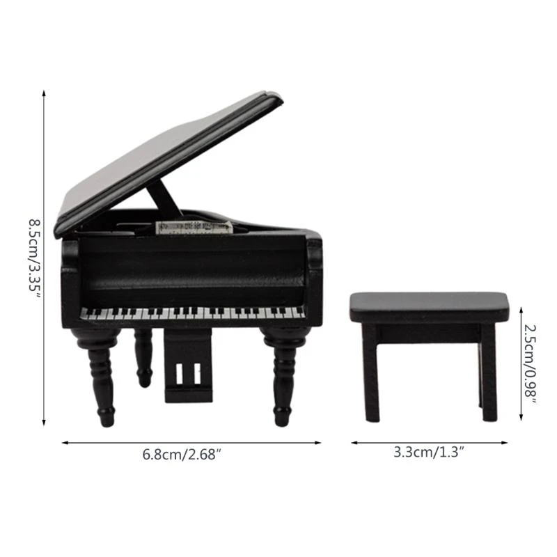 1:12 ドールハウスミニチュアピアノマイクロ風景 DIY クラフトホームデコレーション 15UB