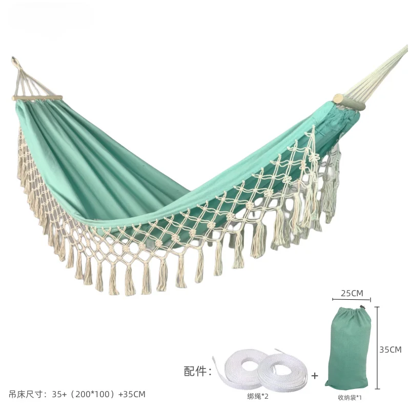 Hammock Outdoor Camping Leisure Canvas Thickened Swing Hammock Anti-rollover Perfect for Garden Patio Backyard image 6