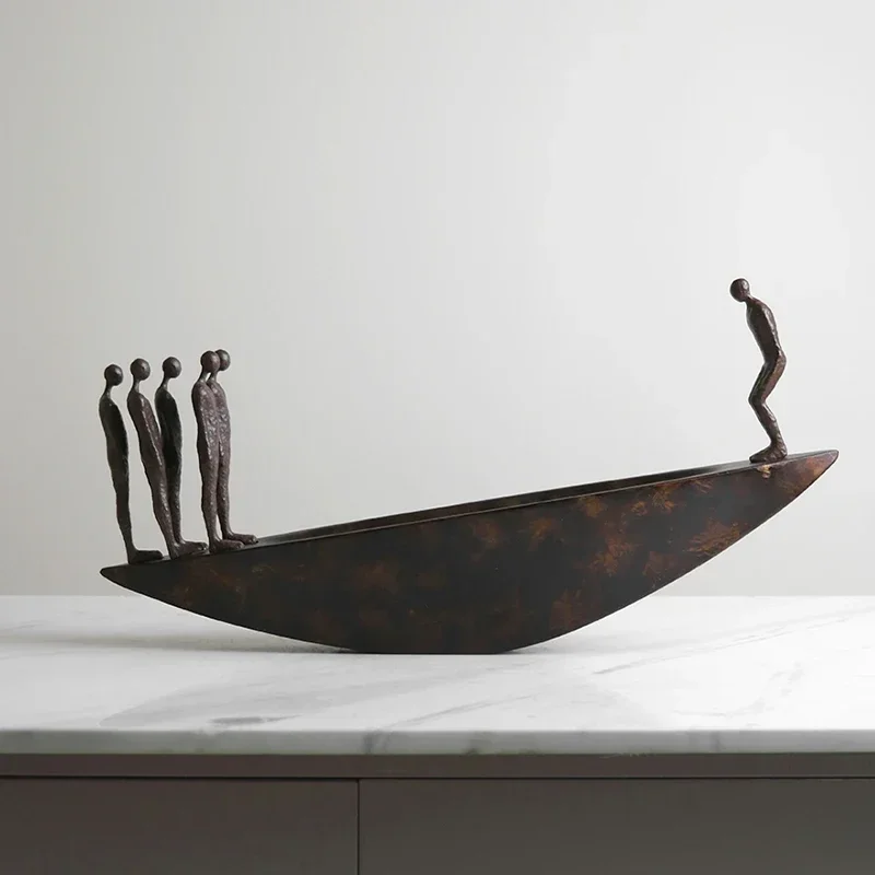

Abstract Creative Sculpture Balance Figure Art Ornaments Home Room Entrance Study Decorative Multi-Person Seesaw Statue