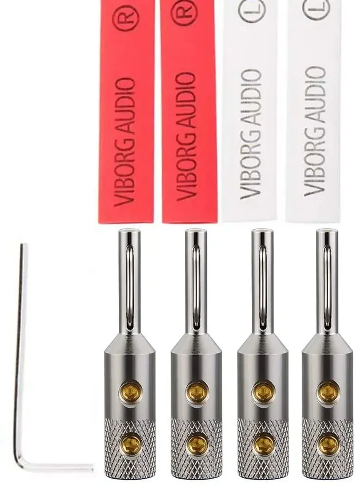 Viborg Vb401 Hifi Audio Bananenplug Puur Koper Zilver Goud Rhodium Vergulde Jack Terminal Voor 5Mm Luidsprekerkabel Draadset Schroef
