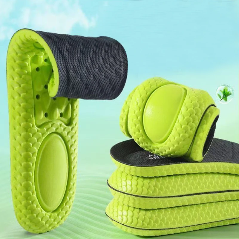 Palmilhas ortopédicas esportivas de espuma de memória, palmilhas absorventes de choque para mulheres e homens, respiráveis, anti-odorantes, almofada de sapatos