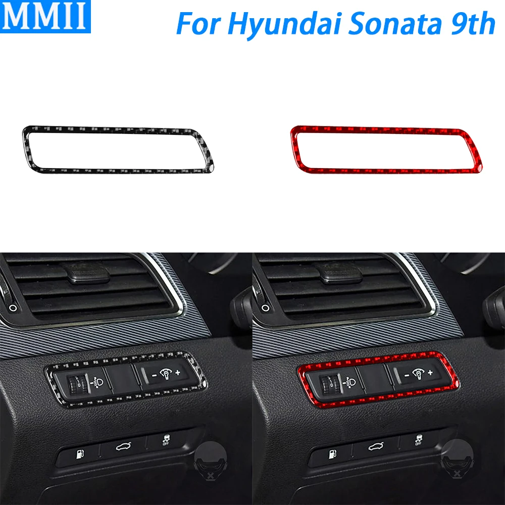 

For Hyundai Sonata 9th 2015-2017 Accessories Carbon Fiber Dashboard Headlight Switch Panel Cover Car Interior Decoration Sticker