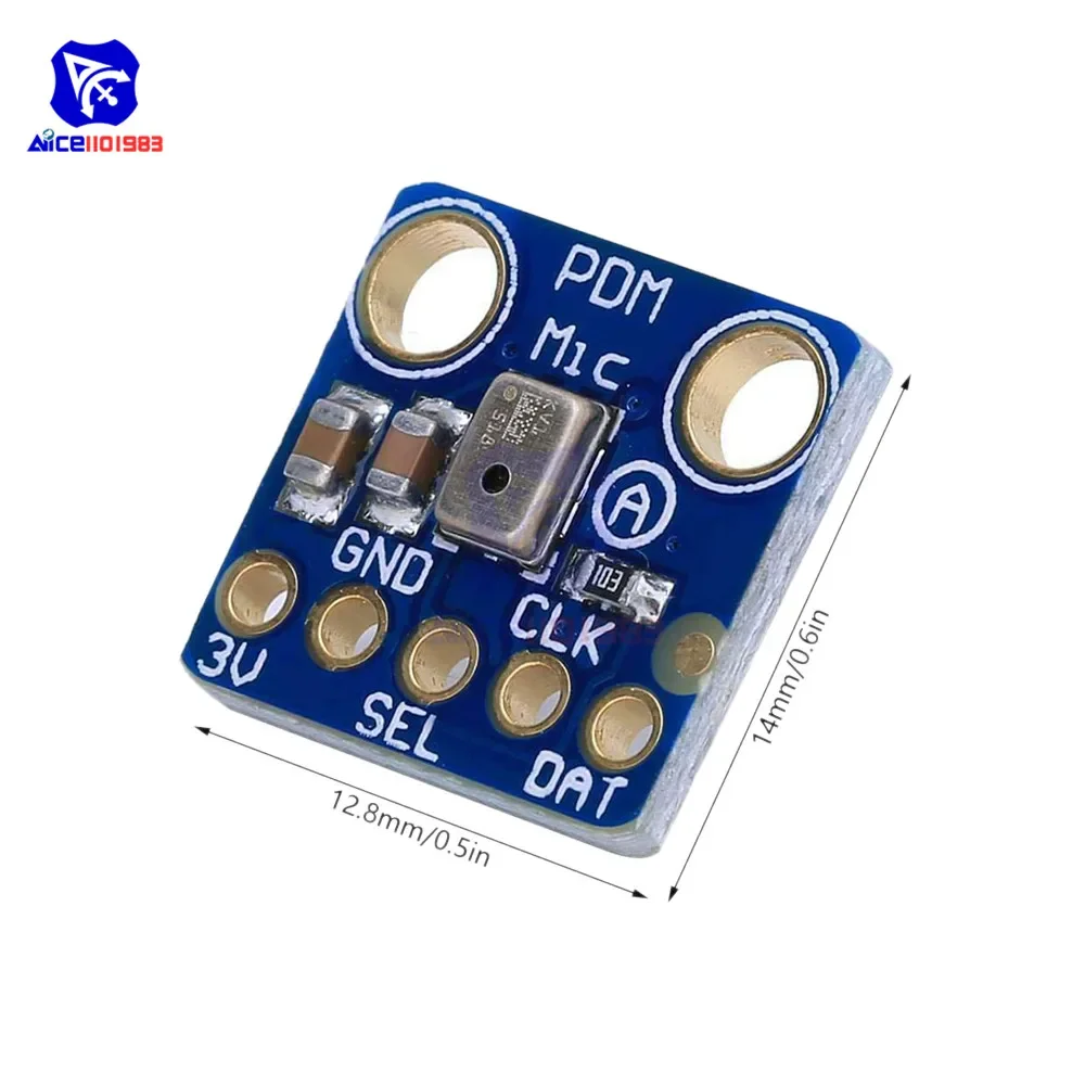 diymore MP34DT01 PDM Digital MEMS Microphone Module Simple Pulse Density Modulation Output Small Omnidirectional Microphone