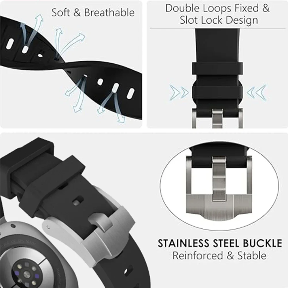 Banda de goma deportiva para hombre para Samsung Galaxy Ultra negro naranja correa de goma para SAMSUNG GALAXY ULTRA 47MM correa de reloj pulsera AP