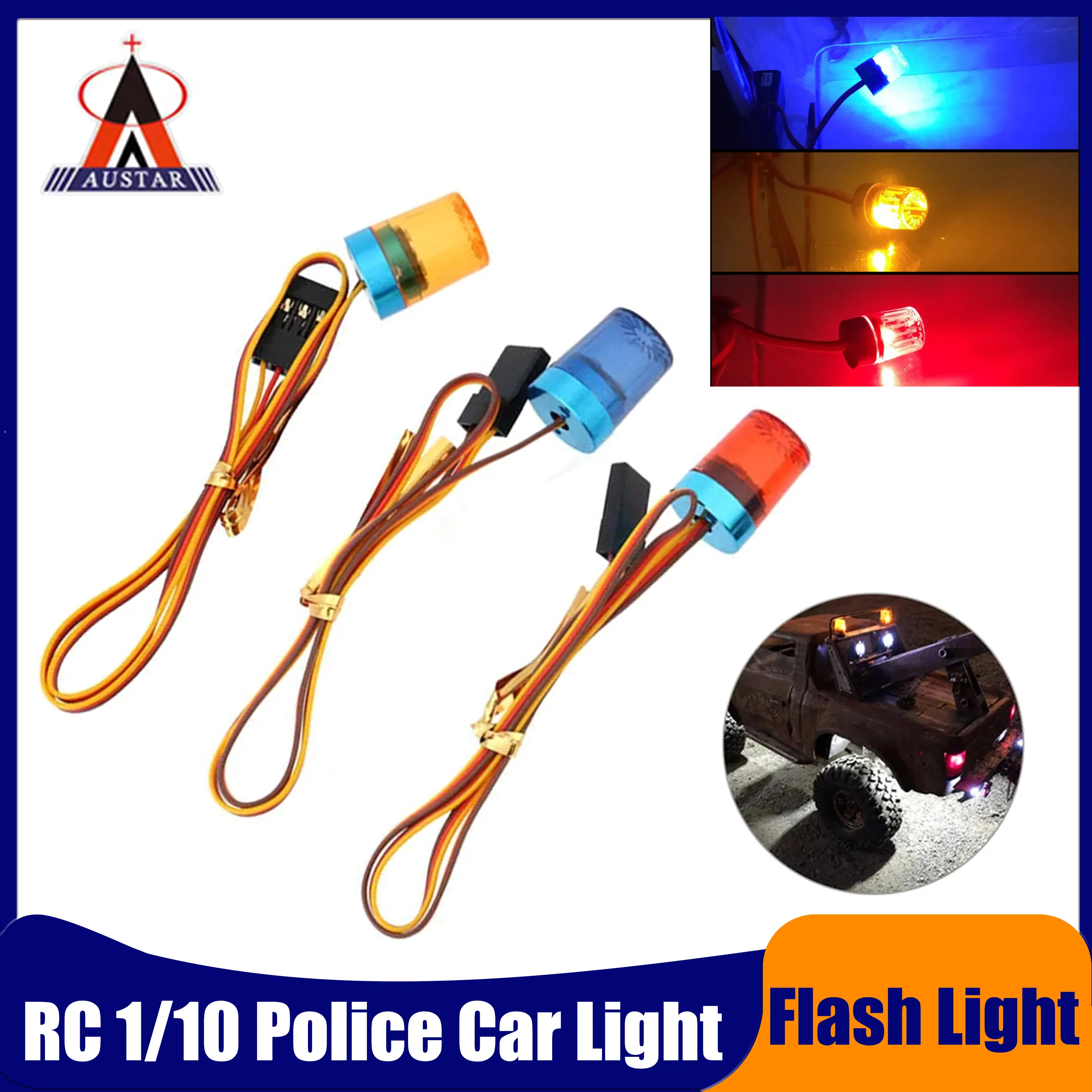 RC Multi-function Flashing Rotating LED Light Bar Alarming Lamp for 1/14 Tamiya 1/10 Crawler Car Engineering Truck Upgrade Parts