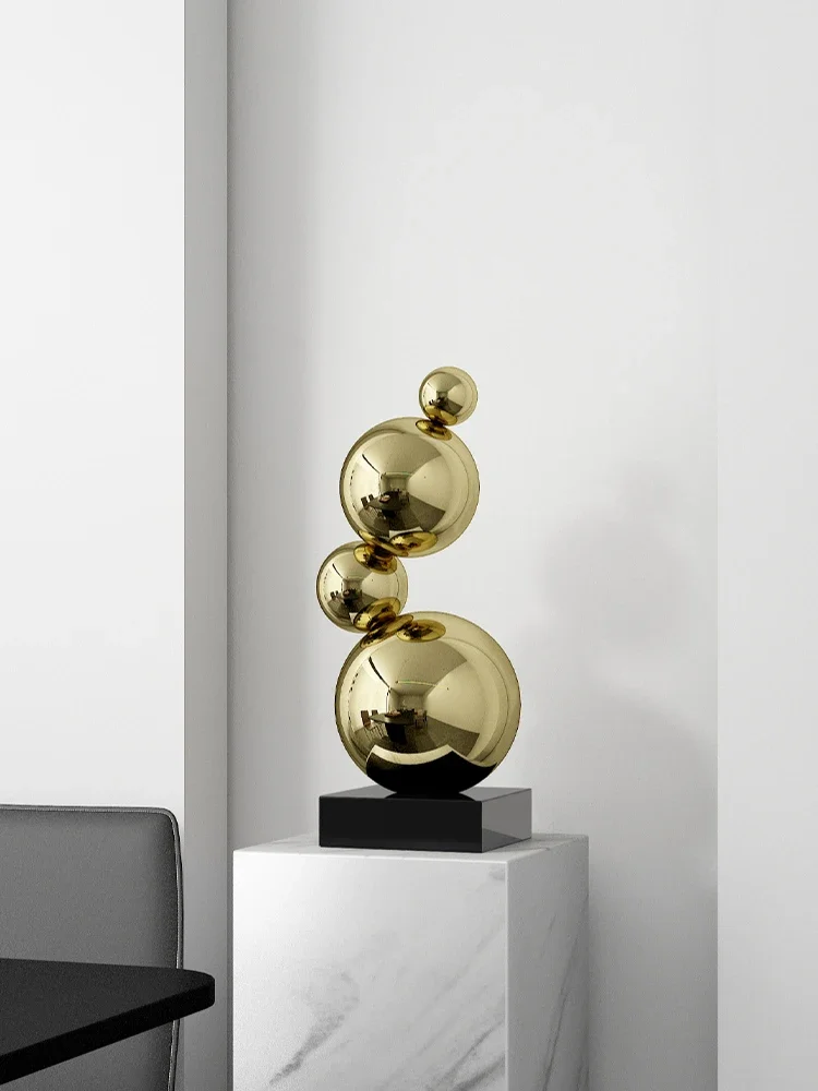 Stainless Steel Spherical Sculpture, Creative Geometry, Plating Artwork, Living Room, Hallway, Hotel Ornament, Customized