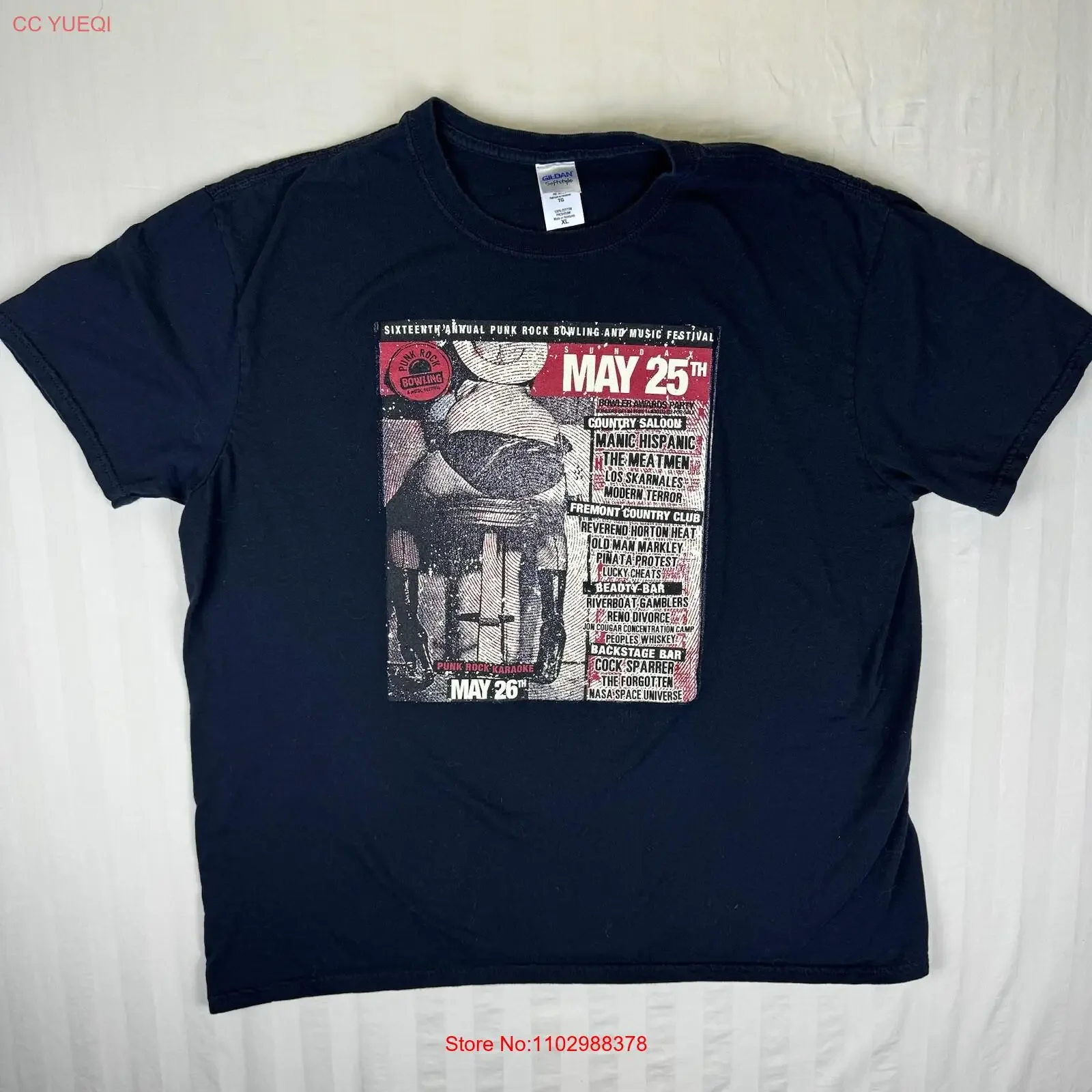 Футболка для мужчин в стиле панк-рок, боулинга, музыкального фестиваля, L, маникюра, гифенического мясника, реверсия, винтажная стираная дизайнерская одежда, стильная