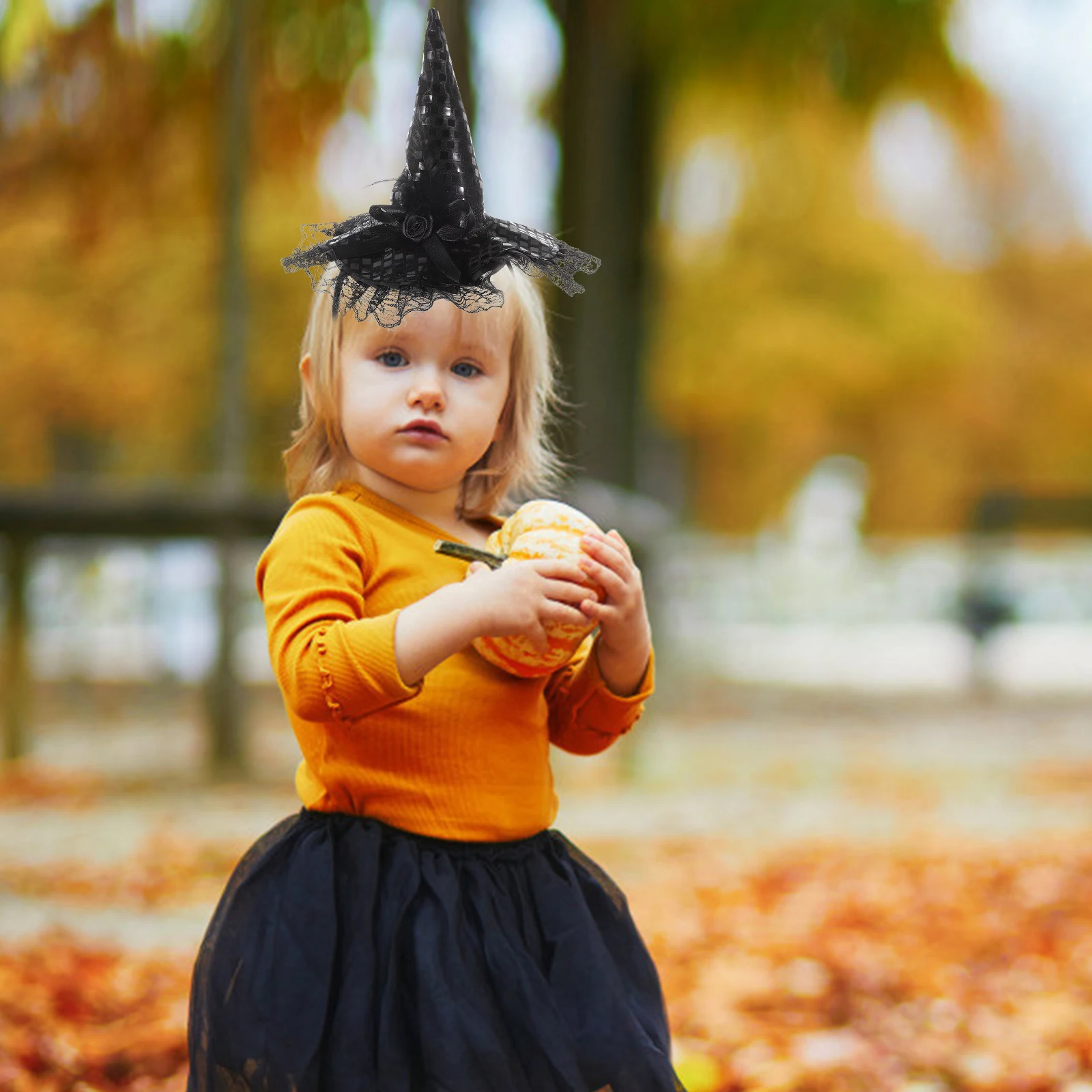 Opaska na głowę w kształcie czapki czarownicy na Halloween, pomarańczowa, wytrzymała, trwała, do użytku na imprezach dla dzieci, występach, opaska dla dzieci, czapka na Halloween.