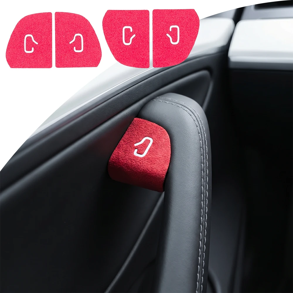 4pcs Car Door Switch Button Stickers For Tesla Model 3 Y Highland Juniper 2025 2026 Armrest Window Lift Button Decal Accessories