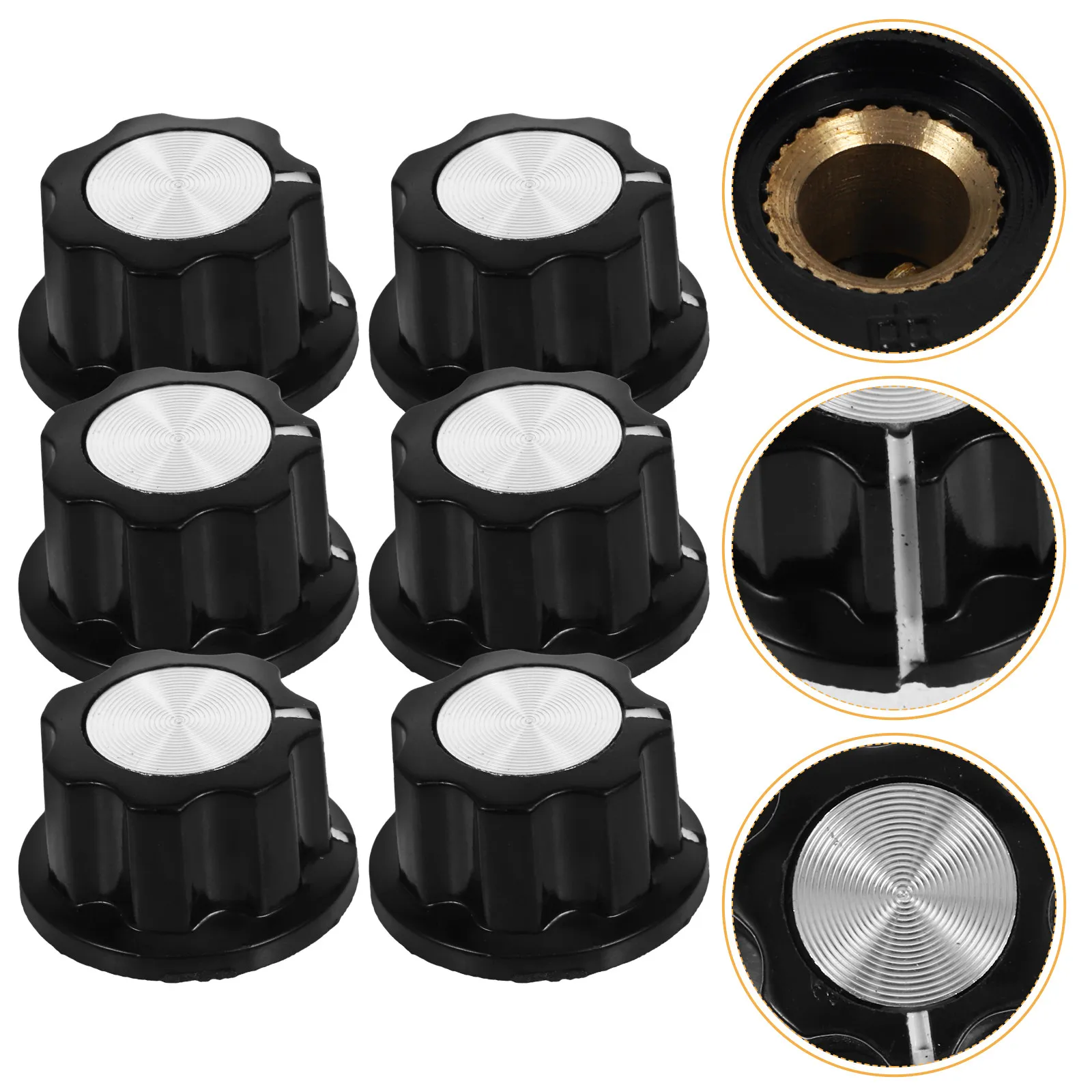 6Pcs Volume Control Knobs Potentiometer Rotary Knobs Easy Install Smooth Rotate for Electric Guitar Amplifier Pedal Parts