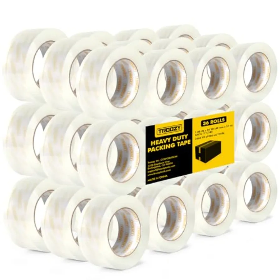 

Clear Heavy Duty Packing Tape Rifills for Packing Shipping Moving and Storage 1.85 mil Thick 1.88 in x 60 yd 36 Rolls Total 216