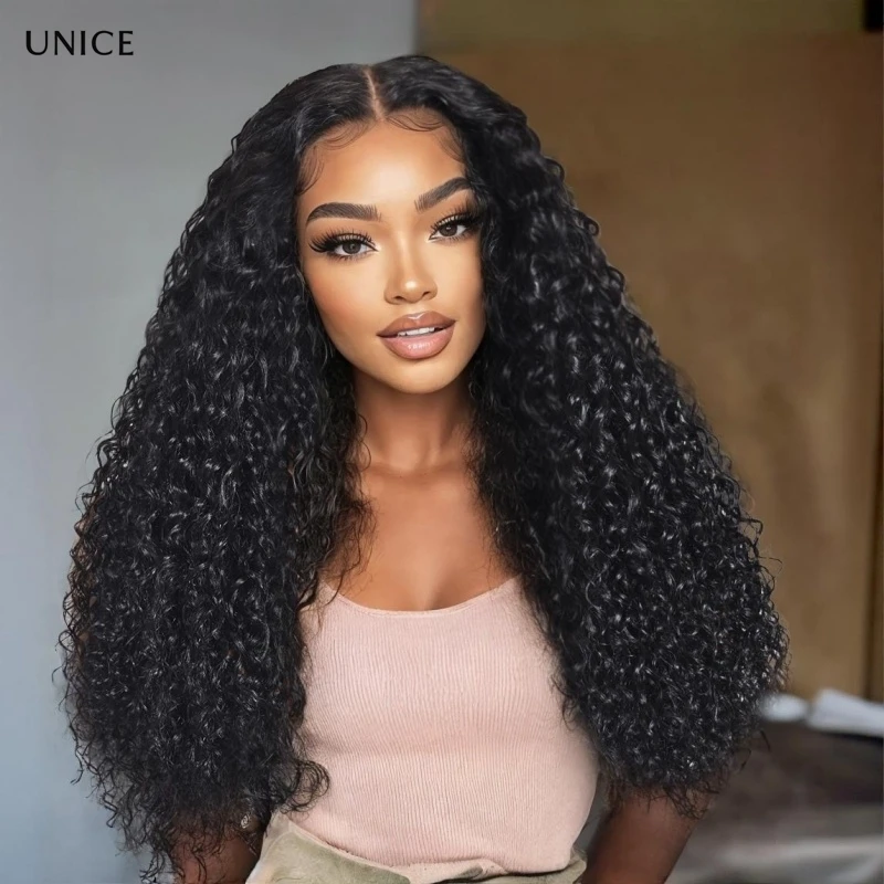 UNICE شعر بشري مجعد شعر مستعار مع نهاية حلزونية 7x5 قبل قطع قبل التبييض غلويليس الباروكات شعر الإنسان جاهز للارتداء #1