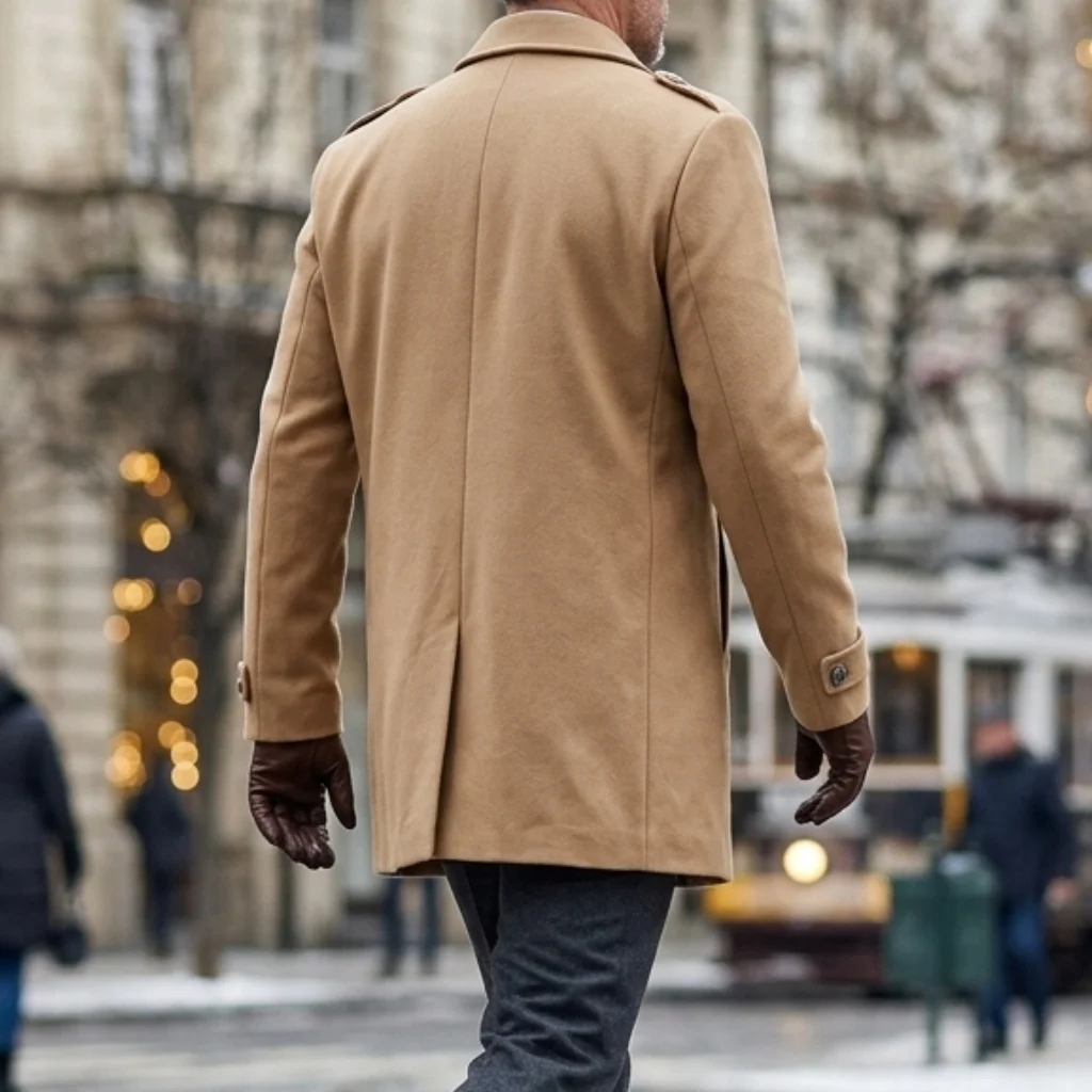 Winter Men's Double-breasted Coat Street Personality Men's Clothing Warm Outdoor Jacket Business Casual Men's Windbreaker