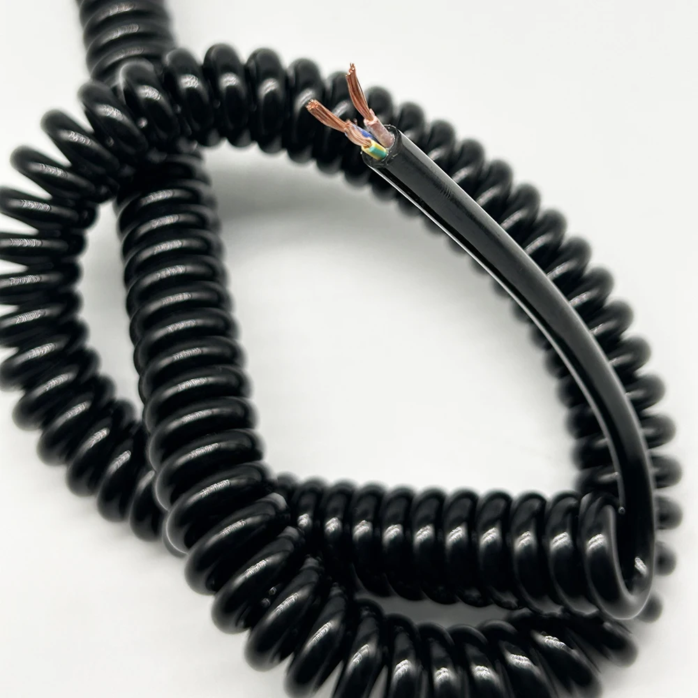 3 Cores Spring Spiral Cable Coiled Wire 0.7 Square 2.5m 5mm 7.5m Out Dia 6-9mm Spring Electrical Cable Extensible Wire