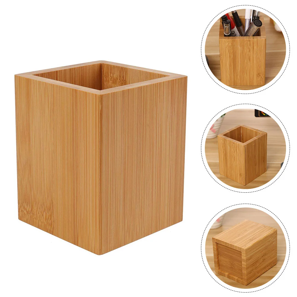 Imagem -02 - Caixa de Acabamento de Bambu e Madeira Porta Caneta Decoração de Mesa de Escritório Recipiente de Papelaria Organizador Home Panela Criativa