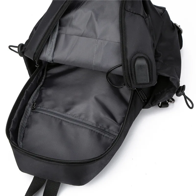 Herenmode borsttas met waterdichte Oxford en USB-oplaadpoort voor reizen, sport, zakelijk werk als Sling Crossbody Bag