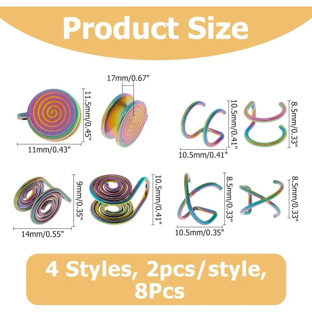 Pressure Earrings for Keloids Stainless Steel Non-Pierced Earrings Cuff Earrings Spiral Compression Earrings Adjustable Clip view 2