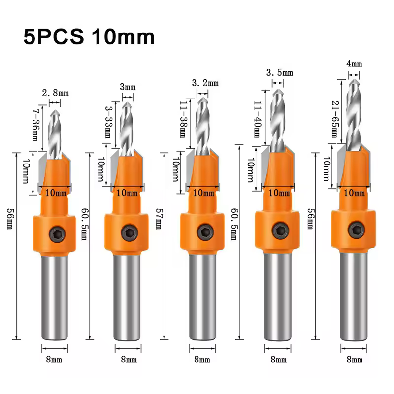 8mm Shank HSS Woodworking Countersink Router Bit Screw Extractor Remon Demolition for Wood Milling Cutter Woodworking Tools - Image 10
