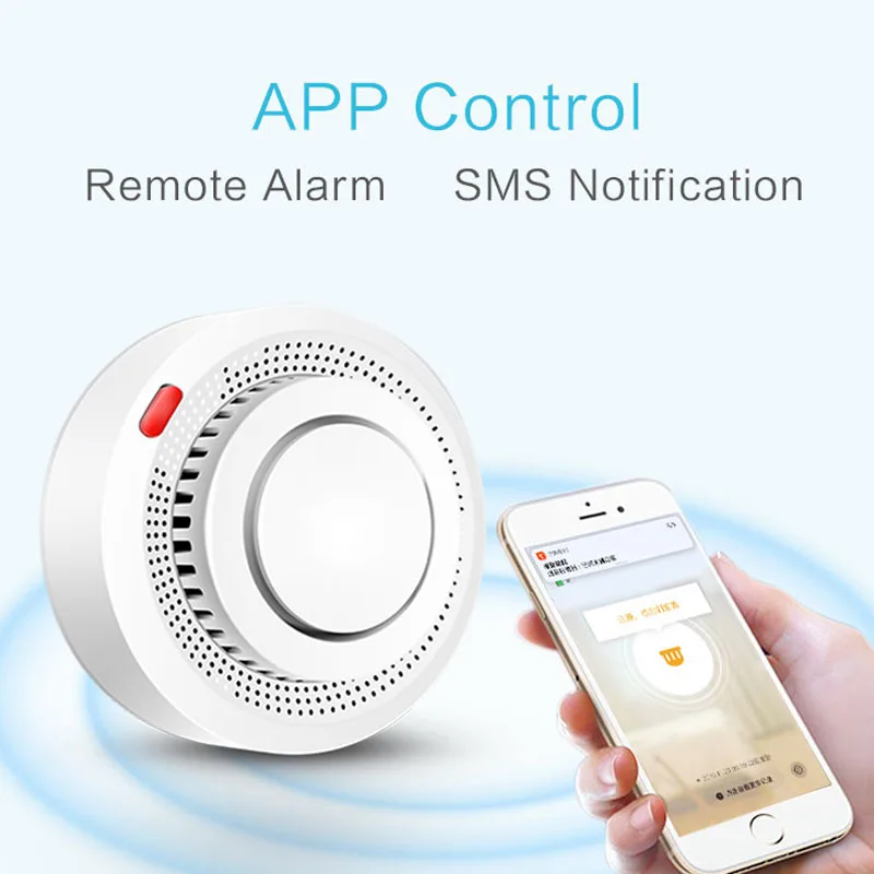 Tuya WiFi Smoke Detector Photoelectric Sensor White Fire Alarm Home Kitchen Security System Work With Tuyasmart / Smart Life APP