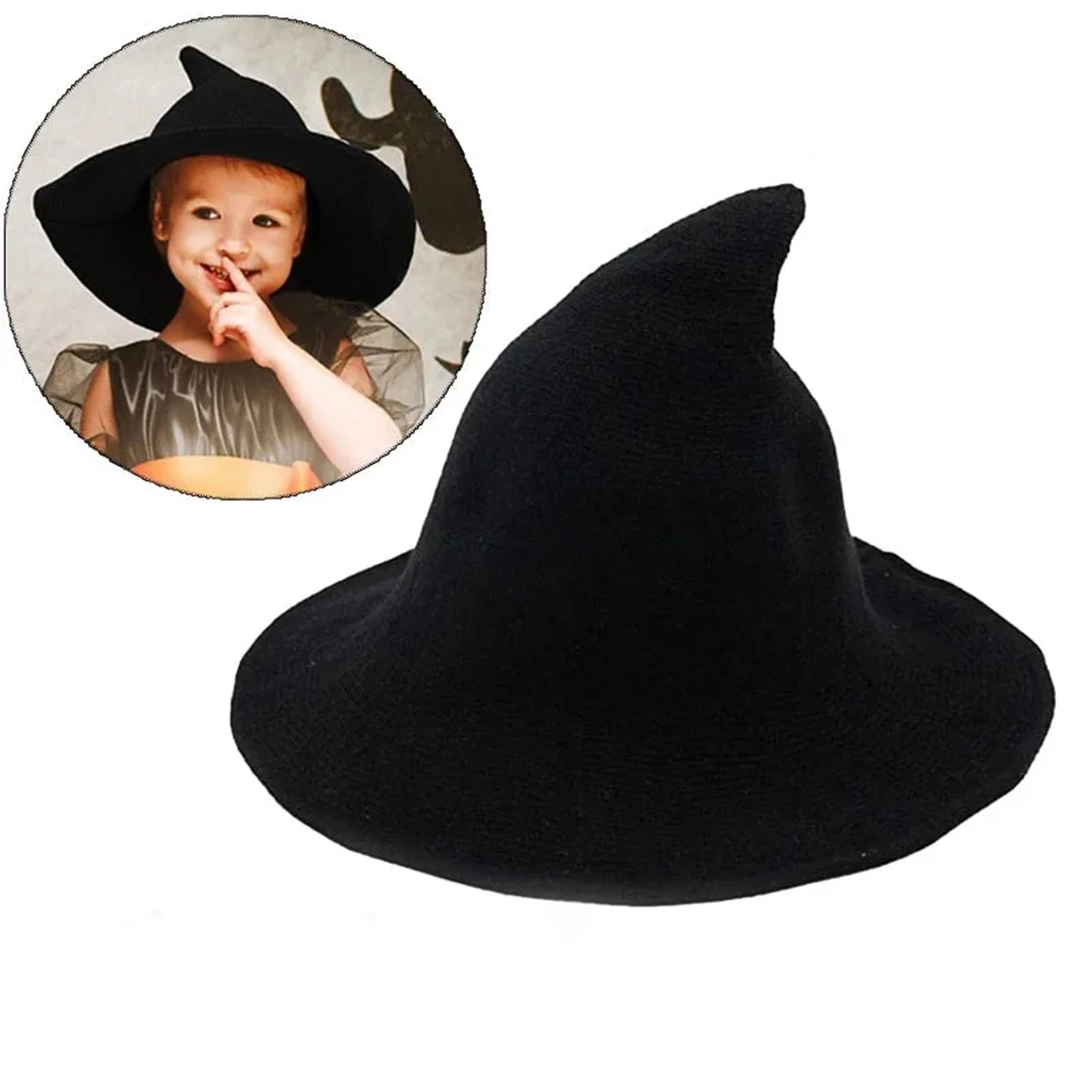 Vintage Halloween Woman Witch Hat Costume Wool Folding Hat Party Masquerade Hat Festival Decoration Cosplay Performance Props