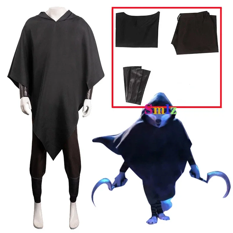 

TV Puss in Boots Cosplay Death Wolf Costume Outfit Black Hoodie Cloak Pants Halloween Carnival Party Suit