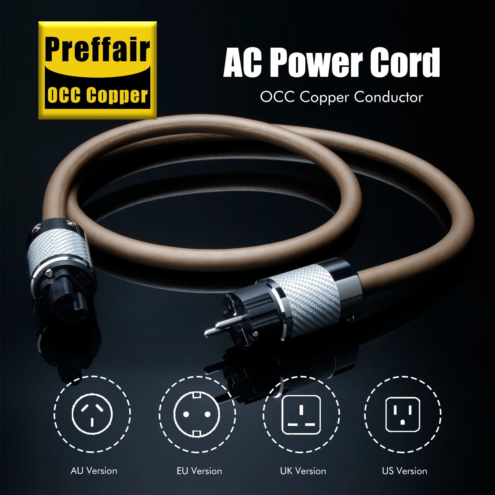 Monosaudio P905 AC Power Cable PSC OCC Copper High-Fidelity EU/US-C15/IEC320 Power Cord for AMP/Power Filter/CD/DVD Player