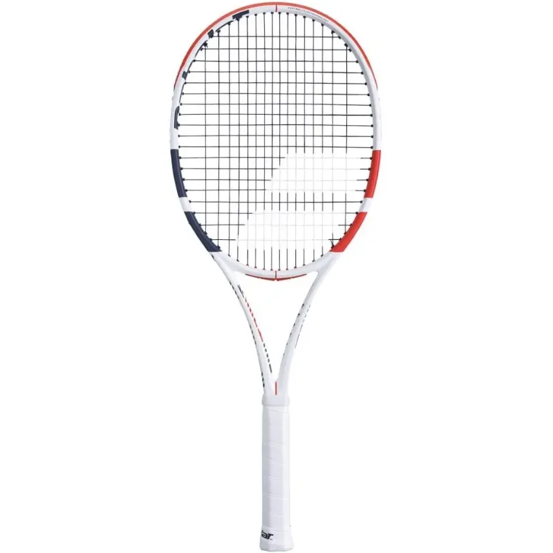 Aqbabolat Pure Strike 16/19 Tennisracket (3e generatie) - geregen met 16 g witte SYN-goot op middenklasse spanning