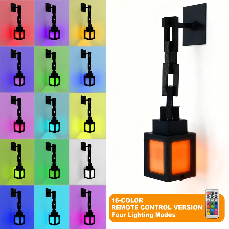 2026 Pixel Style Night Light Portable Lantern Tabletop Ornament 16 Colors RGB Remote DIY Interior Decoration Atmosphere Light, image 2