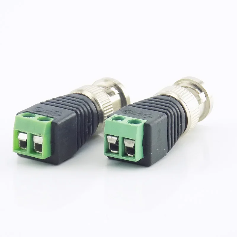 Coax CAT5 BNC Male Connector Plug DC Adapter Balun Connector For CCTV Camera Security System Surveillance Accessories C3