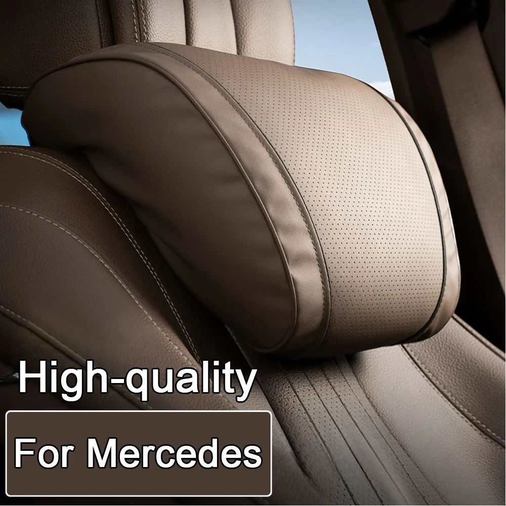 Car Headrest High-end Leather Car Neck Pillow Seat Lumbar Support For Mercedes Benz AMG W204 W205 W203 W211 W212 W213 W201 W210