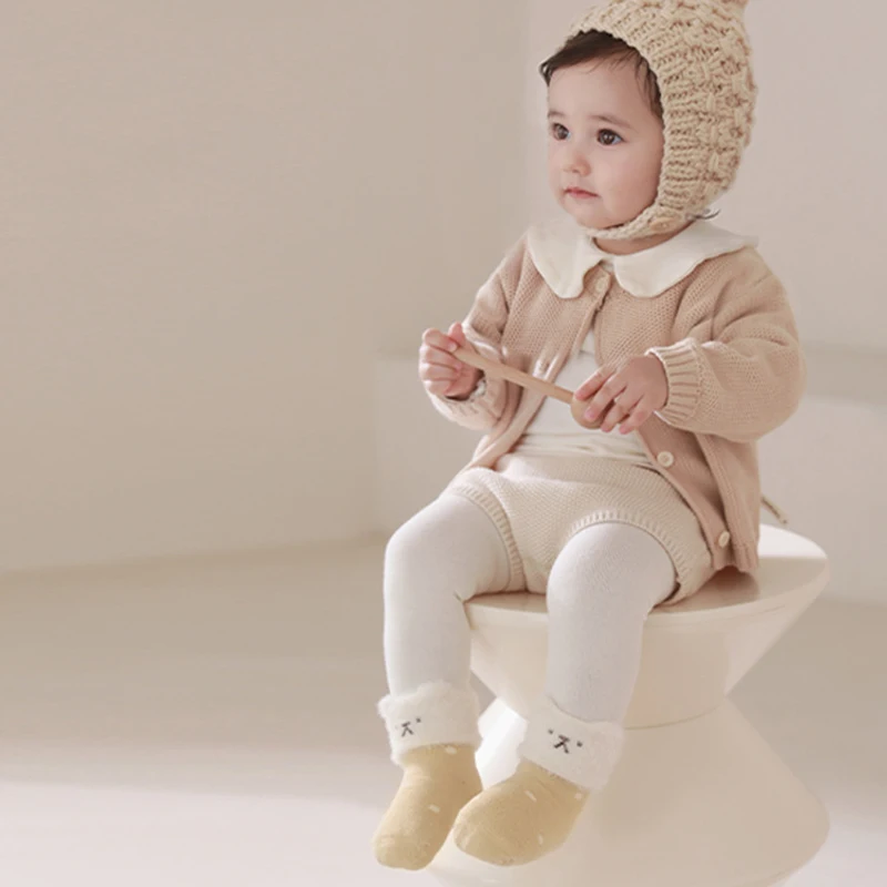 Winter New Thickened Warm Velvet Baby Mid Socks Newborn Kids Cute 3D Ear Cartoon Socks Girls Infant Boys Boneless Socks 0-5Y image 2