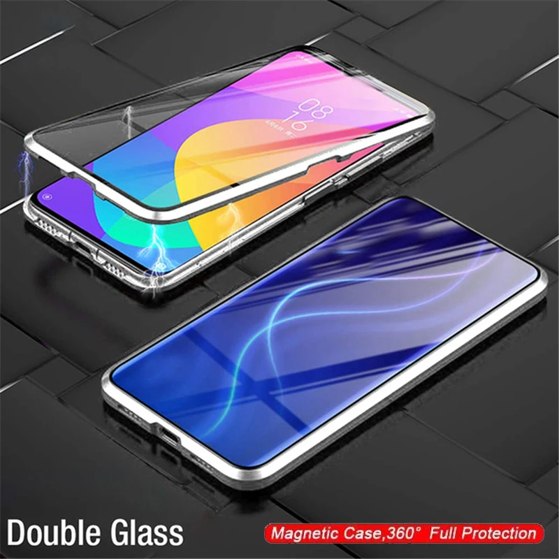 Double-sided Glass Metal magnetic bezel Case For OPPO Reno11F 5G Phone shell 360 Full Protection Transparent Cover Cases