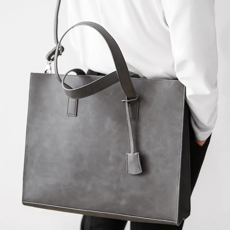 Universal vintage pu leather fashion large capacity business multifunctional casual handbag brand designer shoulder laptop bag