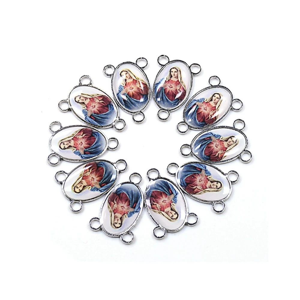 

QIGO Three-way Hole Alloy Virgin Mary Accessories Rosary DIY Jewelry Accessories 20 PCS/Lot