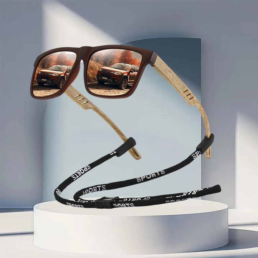 مع نظارات شمسية مربعة كلاسيكية للرجال والنساء UV400، نظارات واقية عصرية خفيفة الوزن للقيادة وصيد الأسماك #3