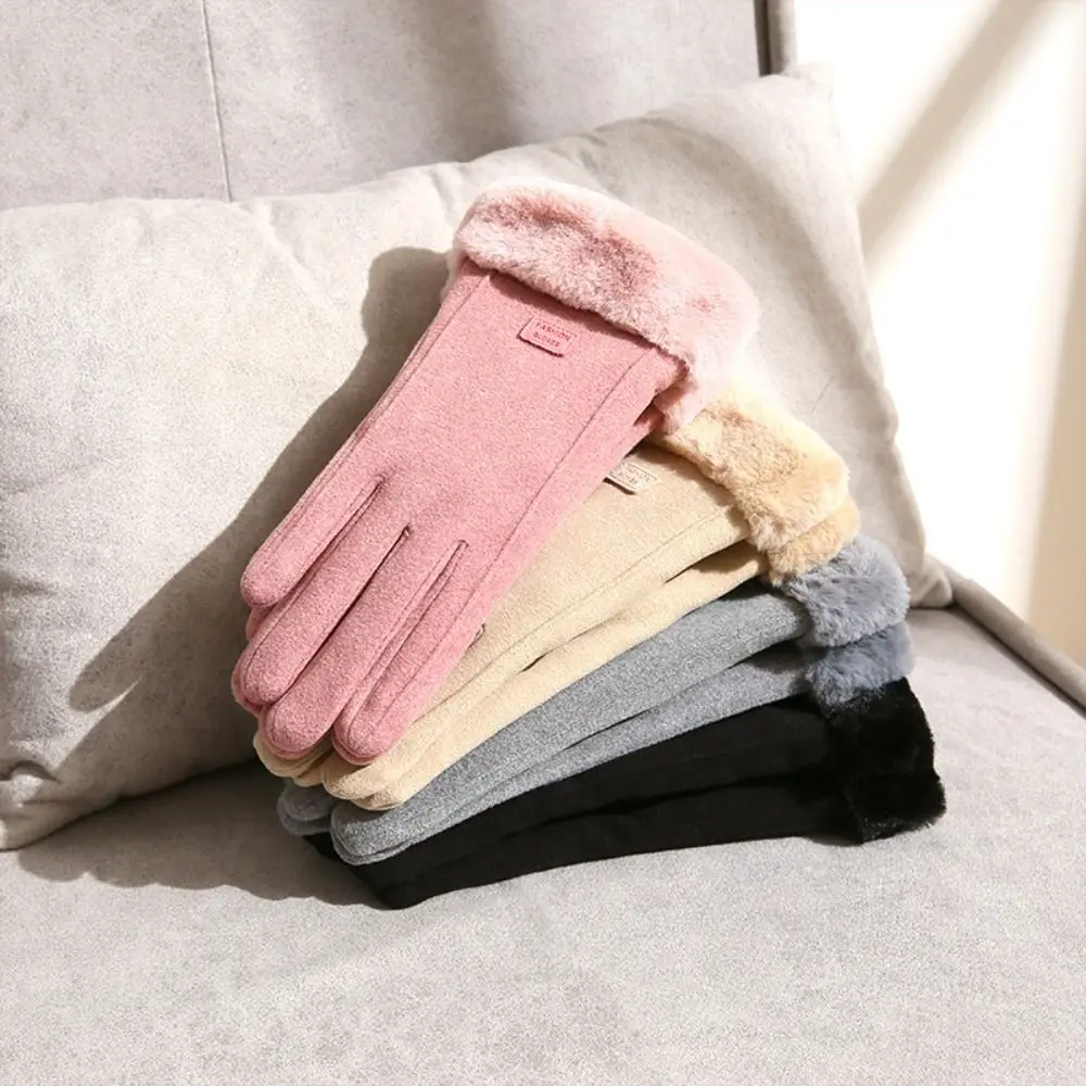 Niedliche Samt-Plüschhandschuhe, weiche, winddichte Winterhandschuhe, warme, dicke Damen-Fäustlinge für den Außenbereich