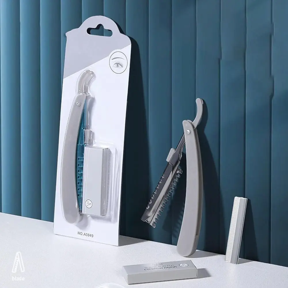 Maquinilla de afeitar para cejas plegable en caliente, recortadora de cejas Simple de acero inoxidable, Mini recortadora de cuchillas de afeitar para afeitarse la cara, barba para hombres
