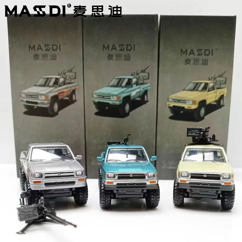 Masdi 1:64 1994 Toyota Hilux doble fila tracción en las cuatro ruedas Ln107 simulación miniatura modelo fundido a presión coche coleccionable juguete para regalo personalizado