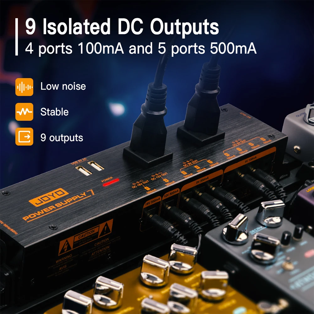 JOYO JP-07 Guitar Pedal Power Supply 9 DC Outputs 9V/12V/18V (100mA/500mA) with Isolated Short-circuit & Over Current Protection