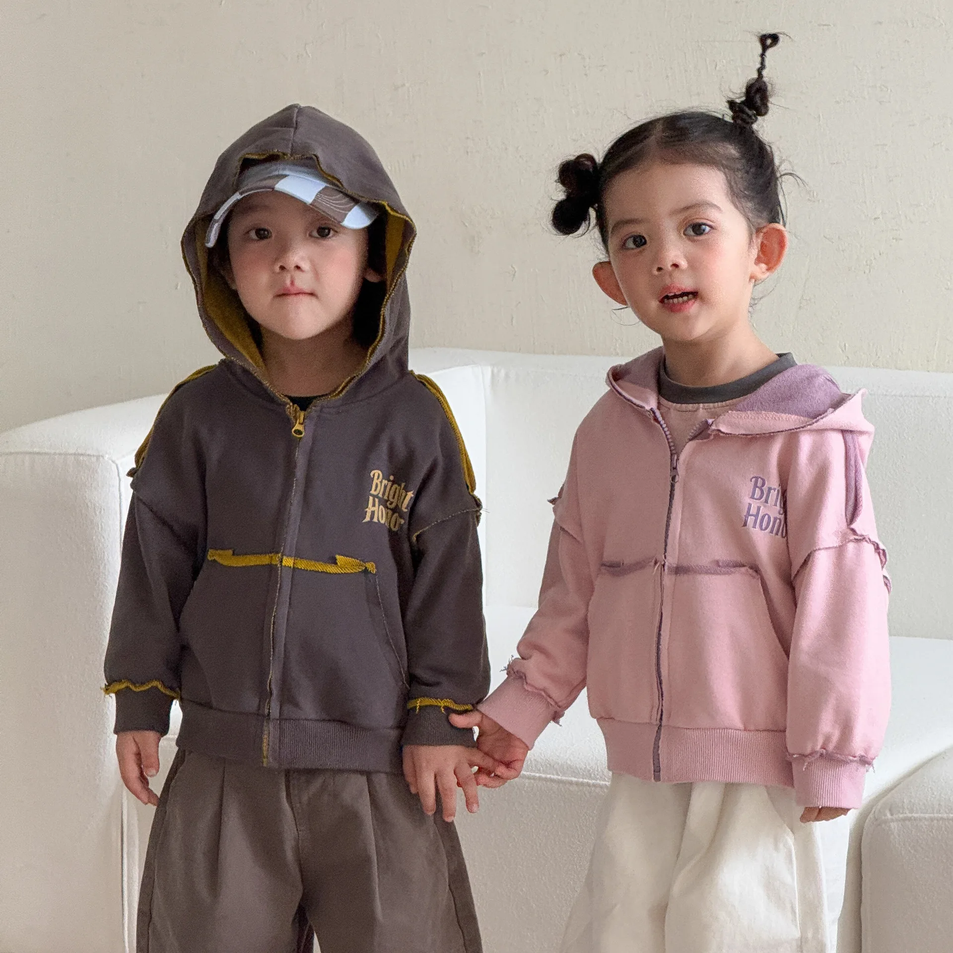 2026 Autumn New Children Long Sleeve Hooded Sweatshirt Girls Letter Print Casual Coat Boys Loose Hoodie Kids Clothes
