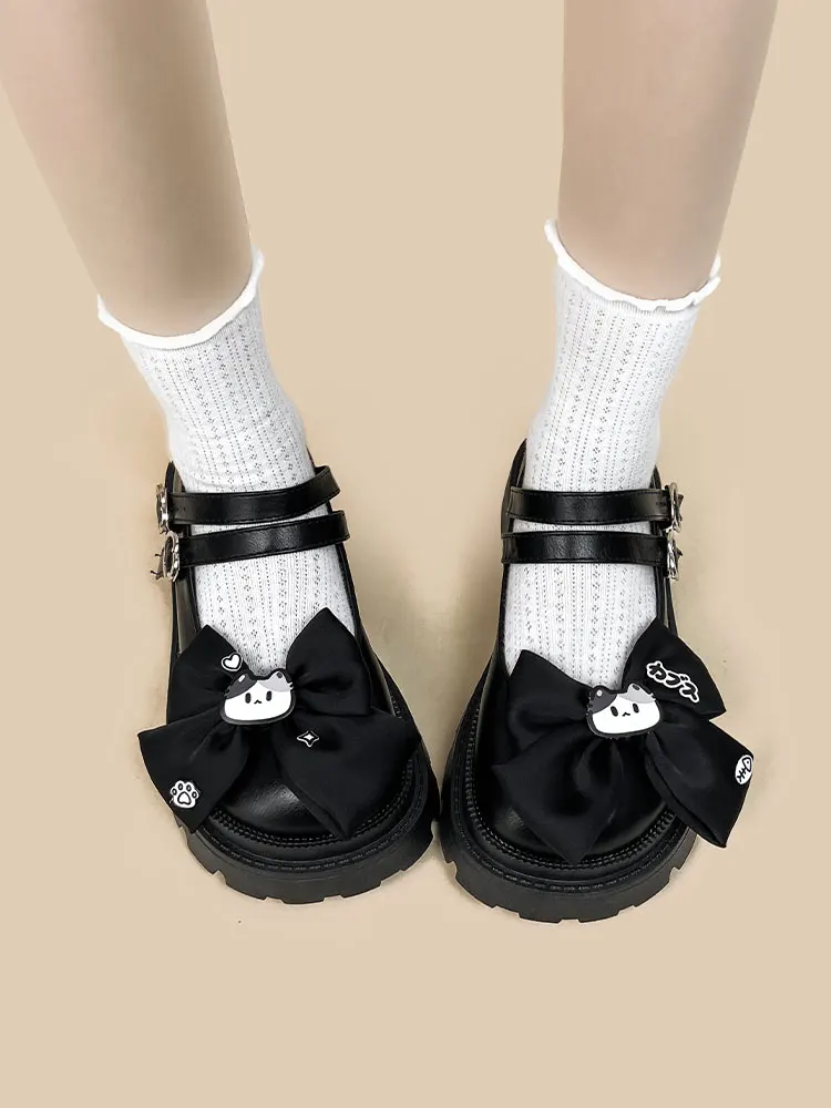 

Кожаные туфли Sweet Lolita Mary Jane с бантом, новинка 2025, японские женские туфли, черные одинарные туфли