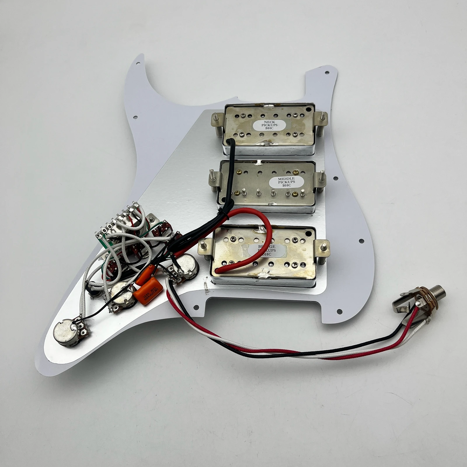 Upgrad Prewired HHH Guitar Pickguard with Humbucker Alnico V Pickups Coil Split Switch Set for ST Electric Guitar